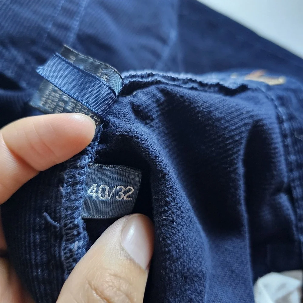 Vintage Polo Ralph Lauren Corduroy Pants Mens 40x32 Blue Straight Chino Zip Fly